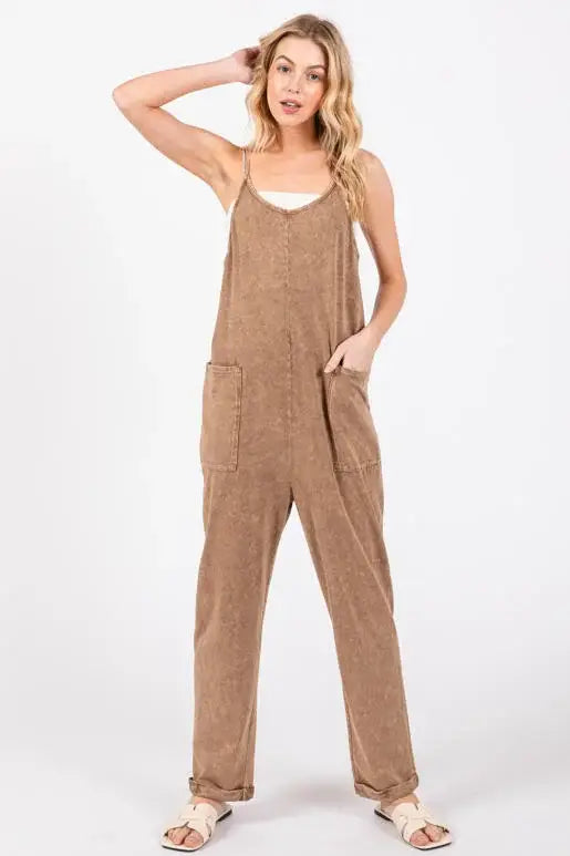 Washed Cami Roll-up Jumpsuit
