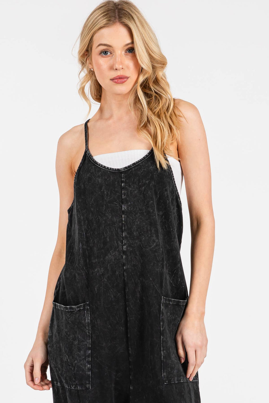 Washed Cami Roll-up Jumpsuit