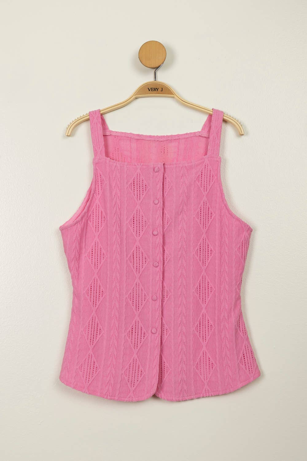 Textured Sleeveless Button Down Top