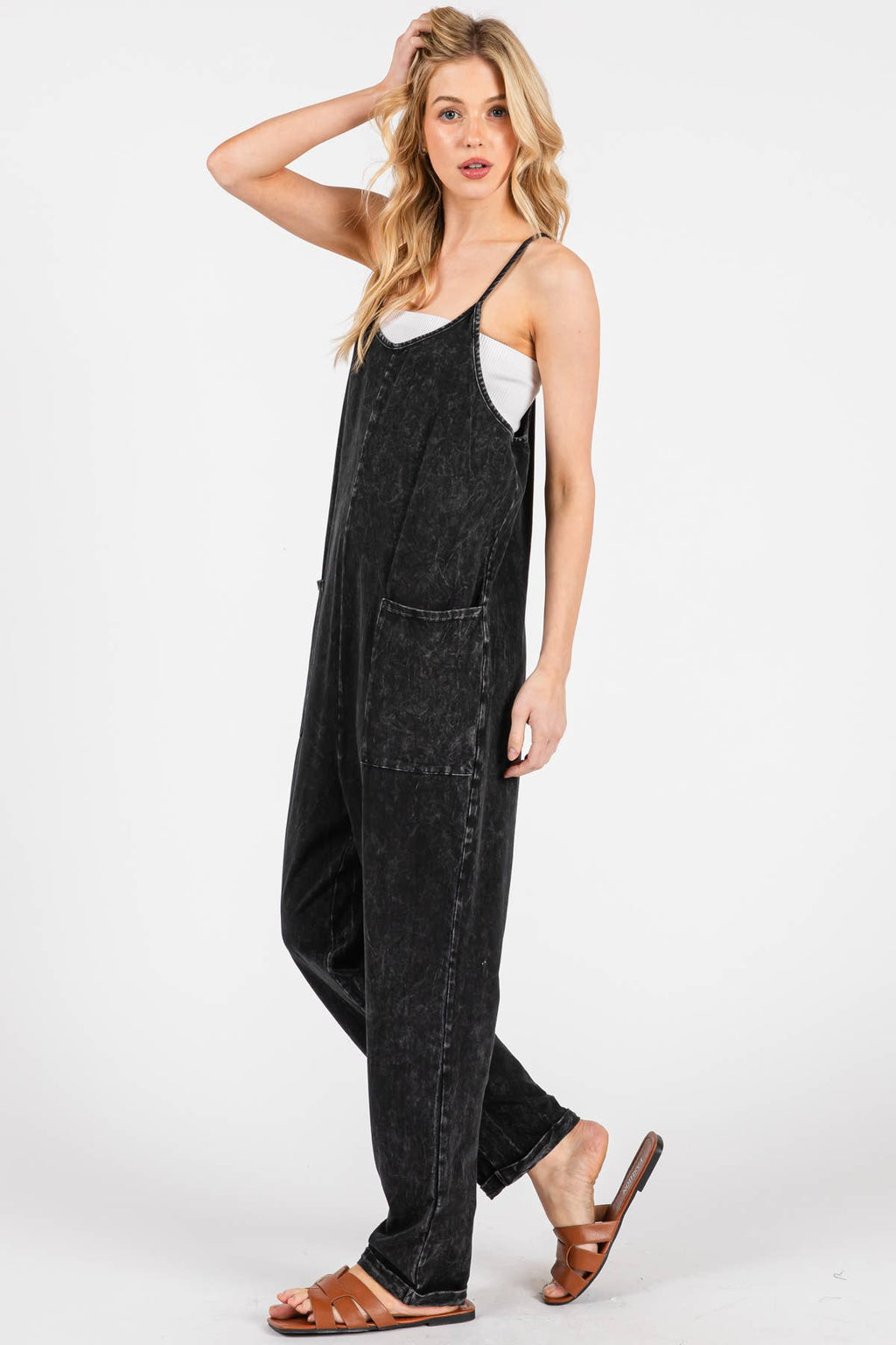 Washed Cami Roll-up Jumpsuit