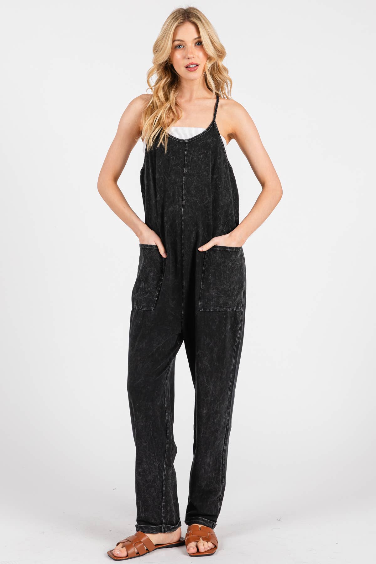 Washed Cami Roll-up Jumpsuit