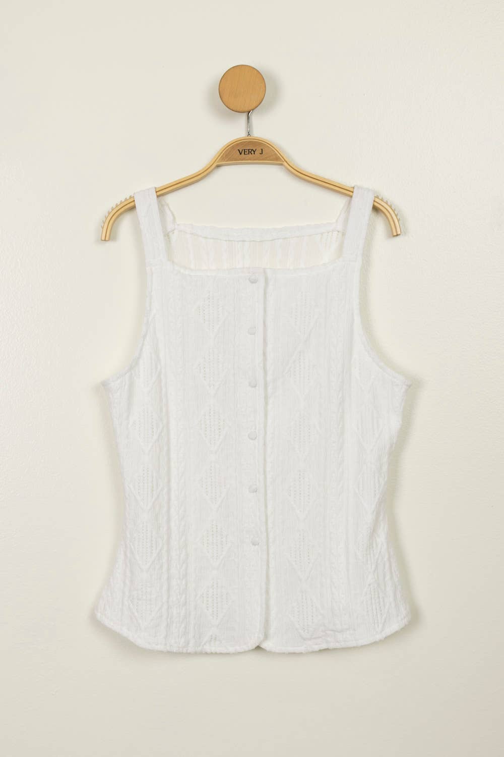 Textured Sleeveless Button Down Top