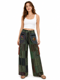 Boho Purple Patchwork Cargo Pants Straight