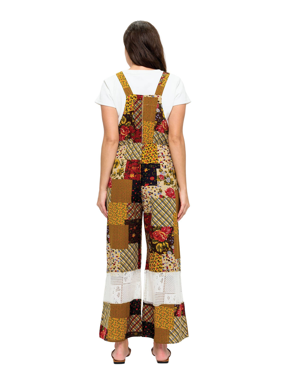 Vintage Look Floral Patchwork Lace Overall