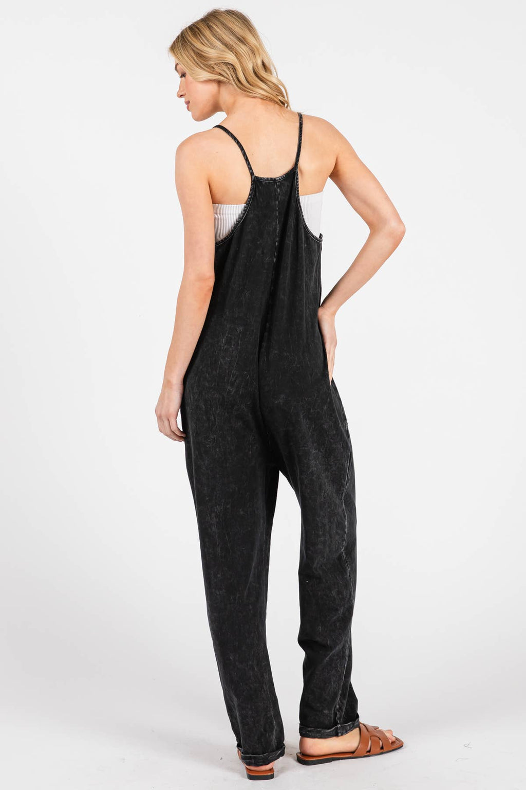 Washed Cami Roll-up Jumpsuit