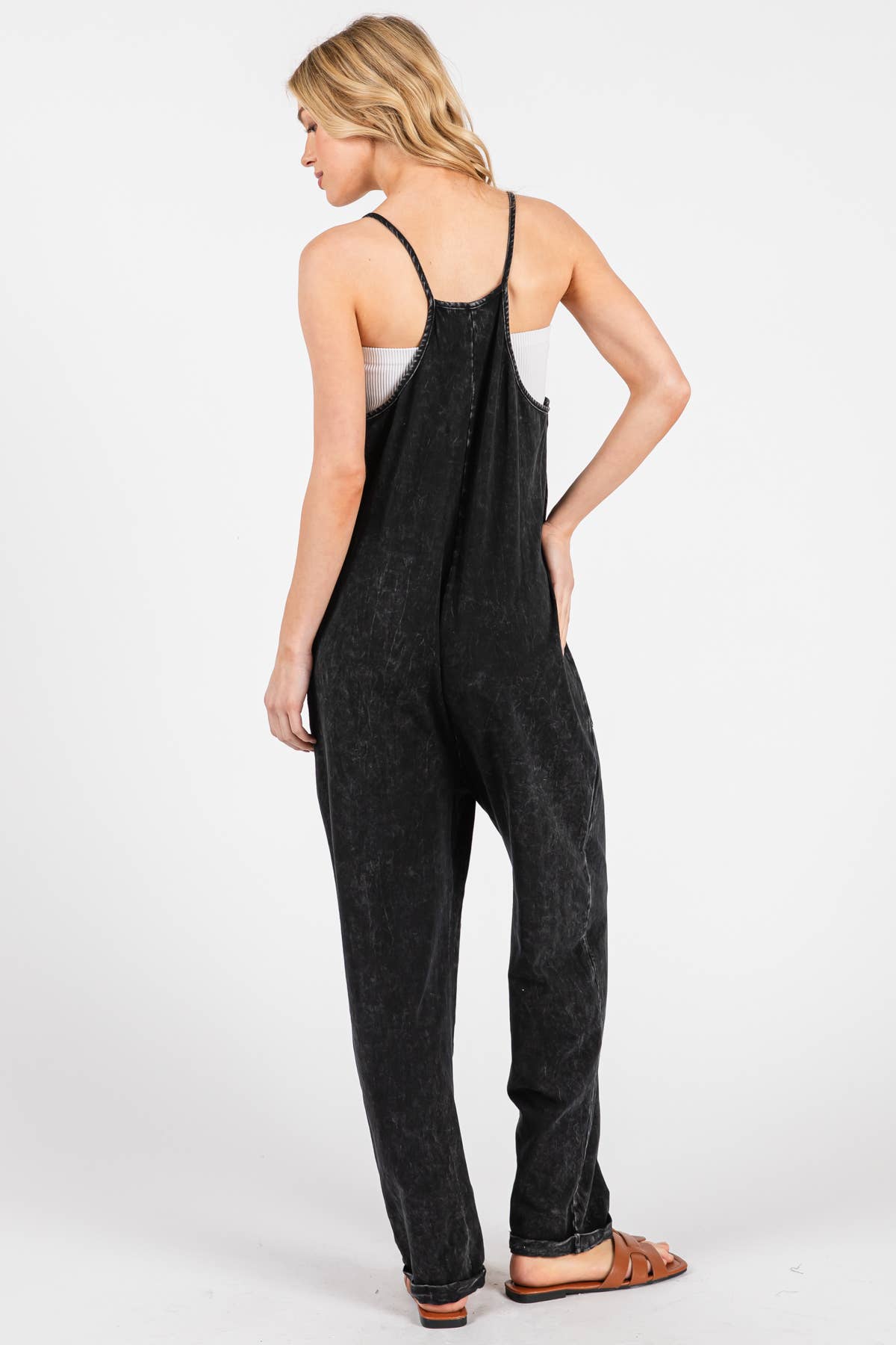 Washed Cami Roll-up Jumpsuit