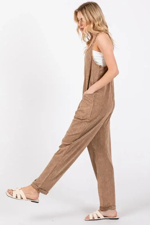 Washed Cami Roll-up Jumpsuit