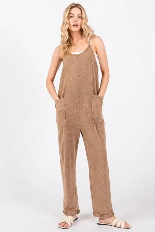 Washed Cami Roll-up Jumpsuit