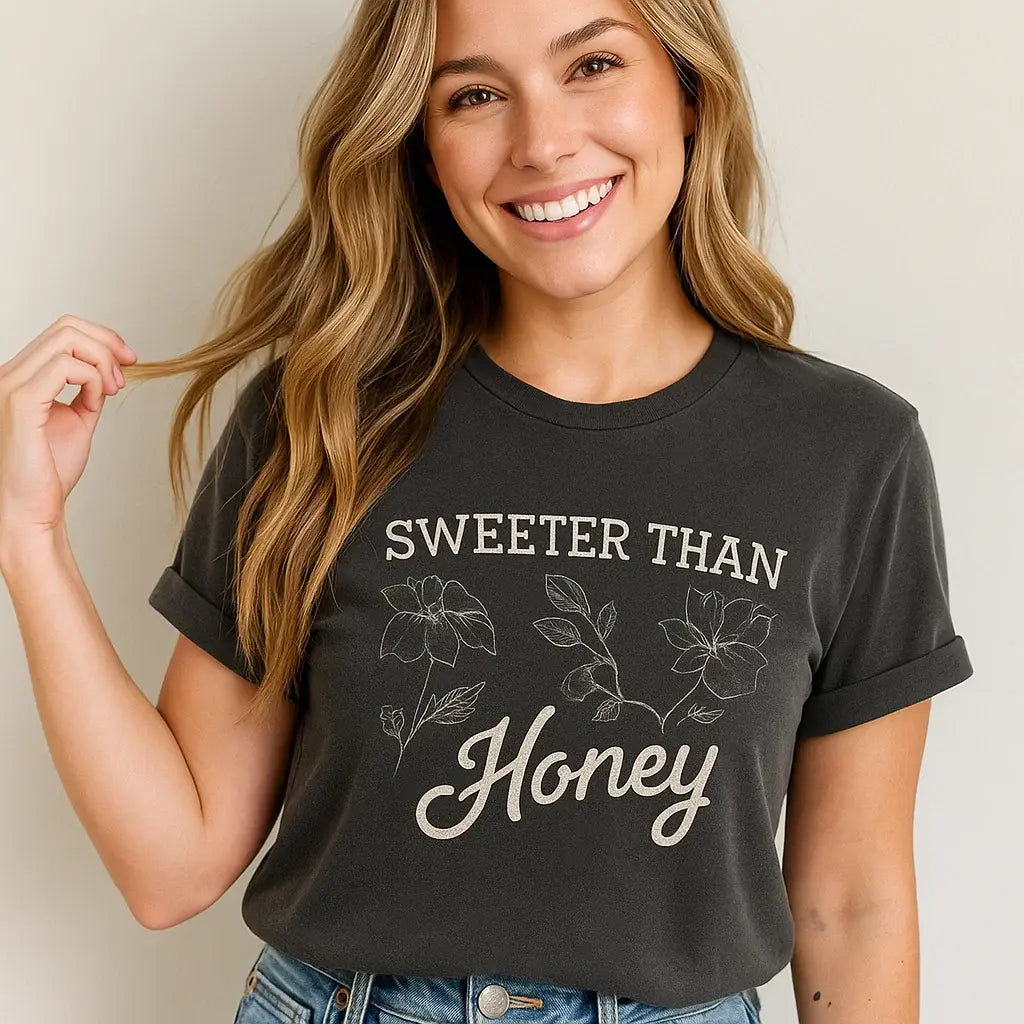 Sweeter Than Honey T-Shirt, Floral, Vintage, Graphic Tee