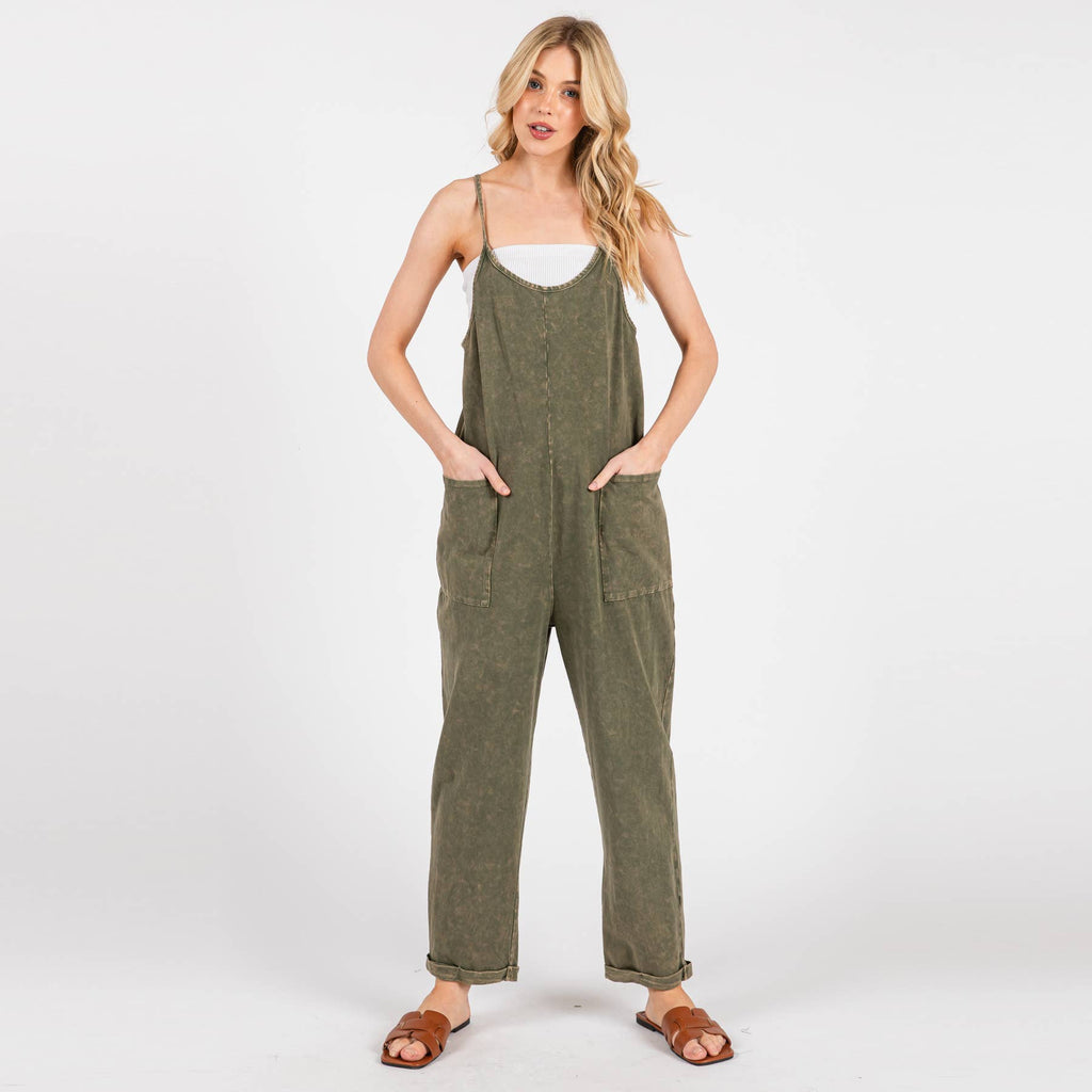 Washed Cami Roll-up Jumpsuit