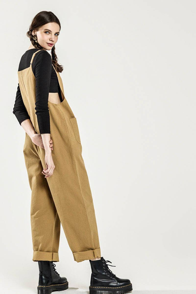 Button-Down Sleeveless Overall Jumpsuit