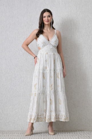 Bohemian Paisley Print Tiered Maxi Dress