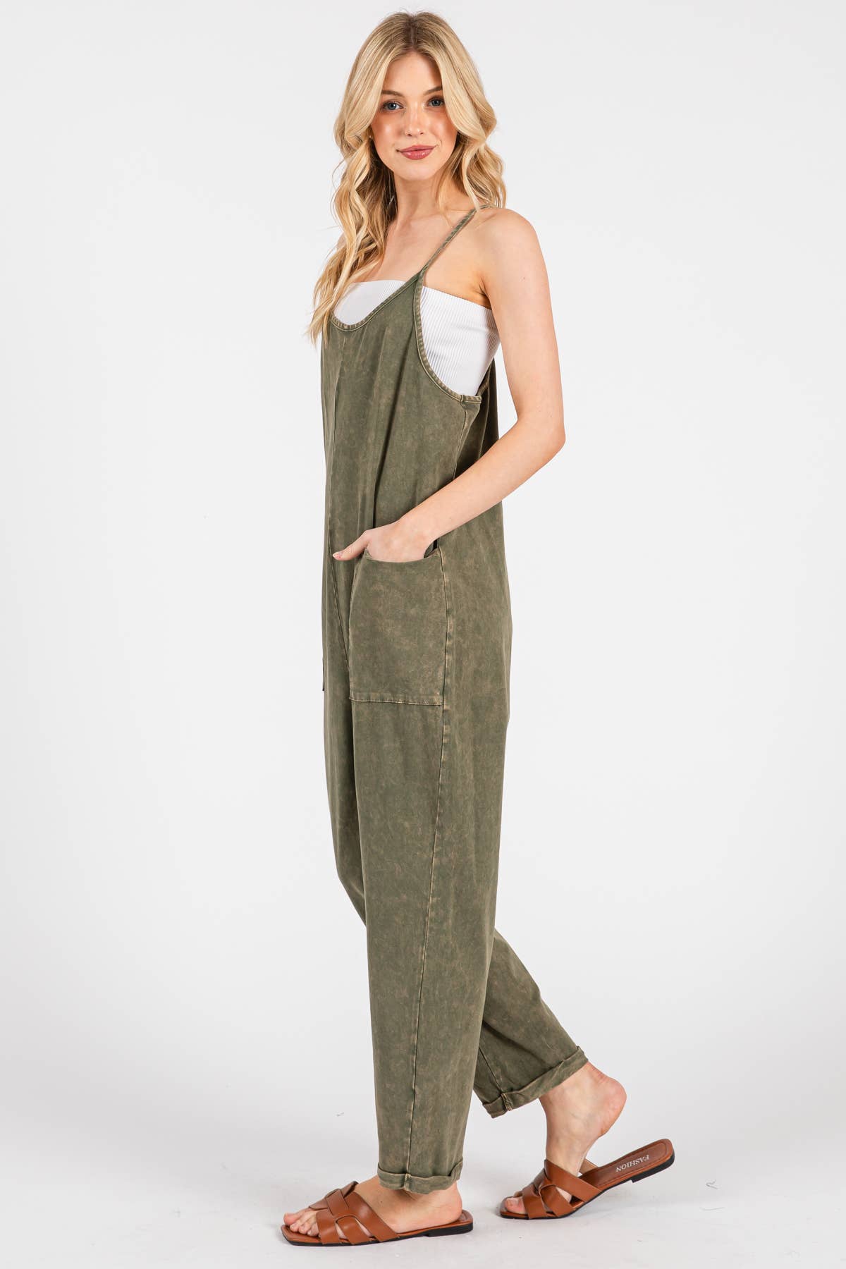 Washed Cami Roll-up Jumpsuit