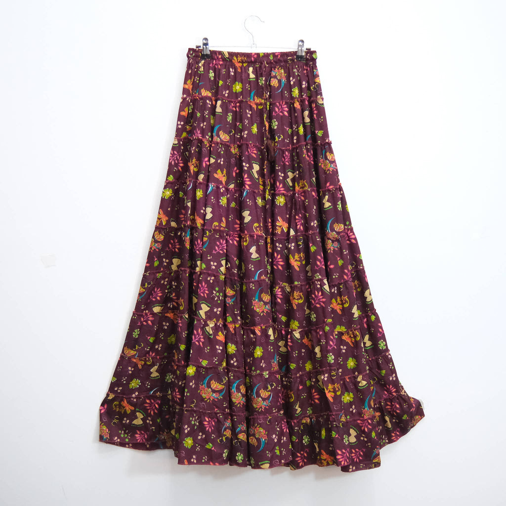Boho Floral Whimsy  Tiered Maxi Skirt