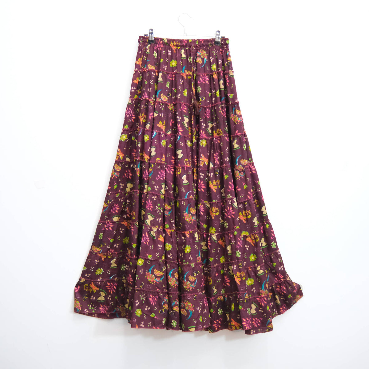 Boho Floral Whimsy  Tiered Maxi Skirt
