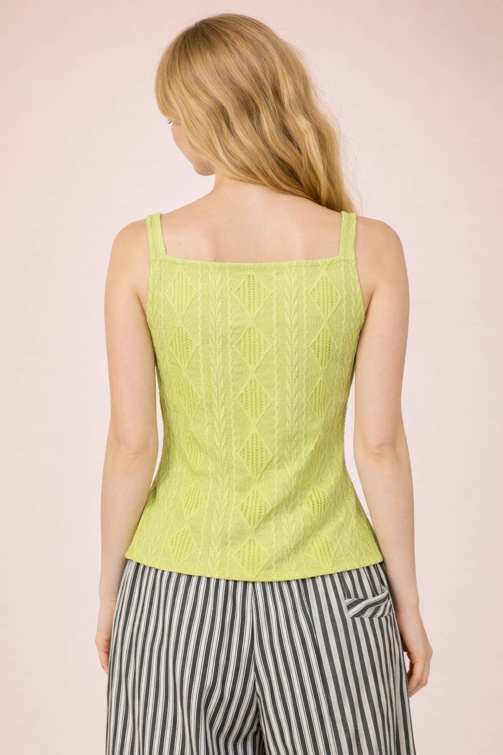Textured Sleeveless Button Down Top