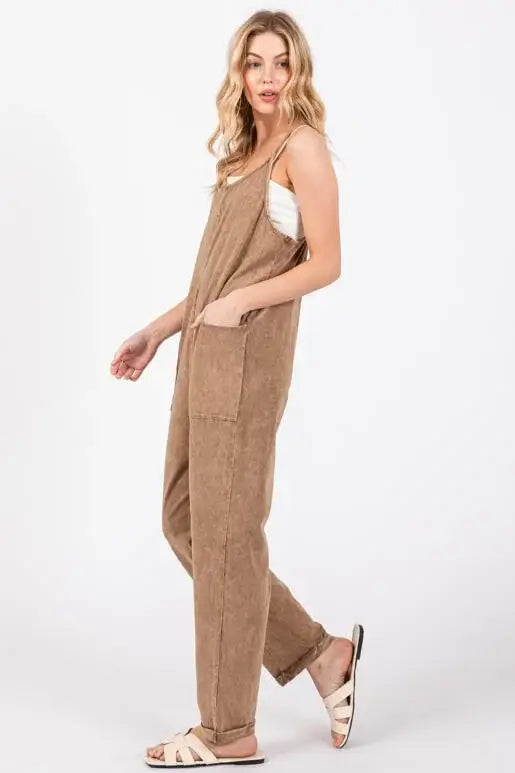 Washed Cami Roll-up Jumpsuit