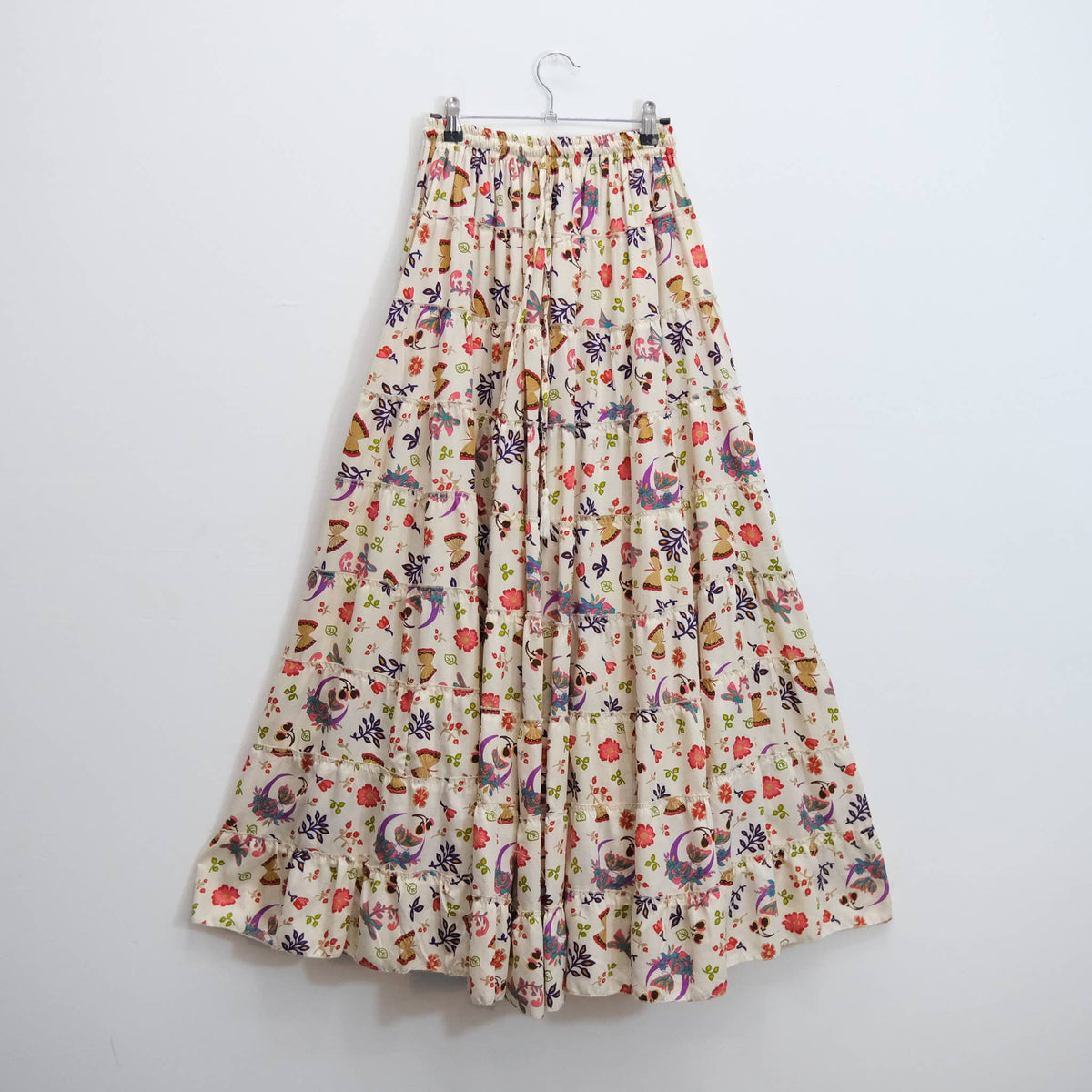 Boho Floral Whimsy  Tiered Maxi Skirt