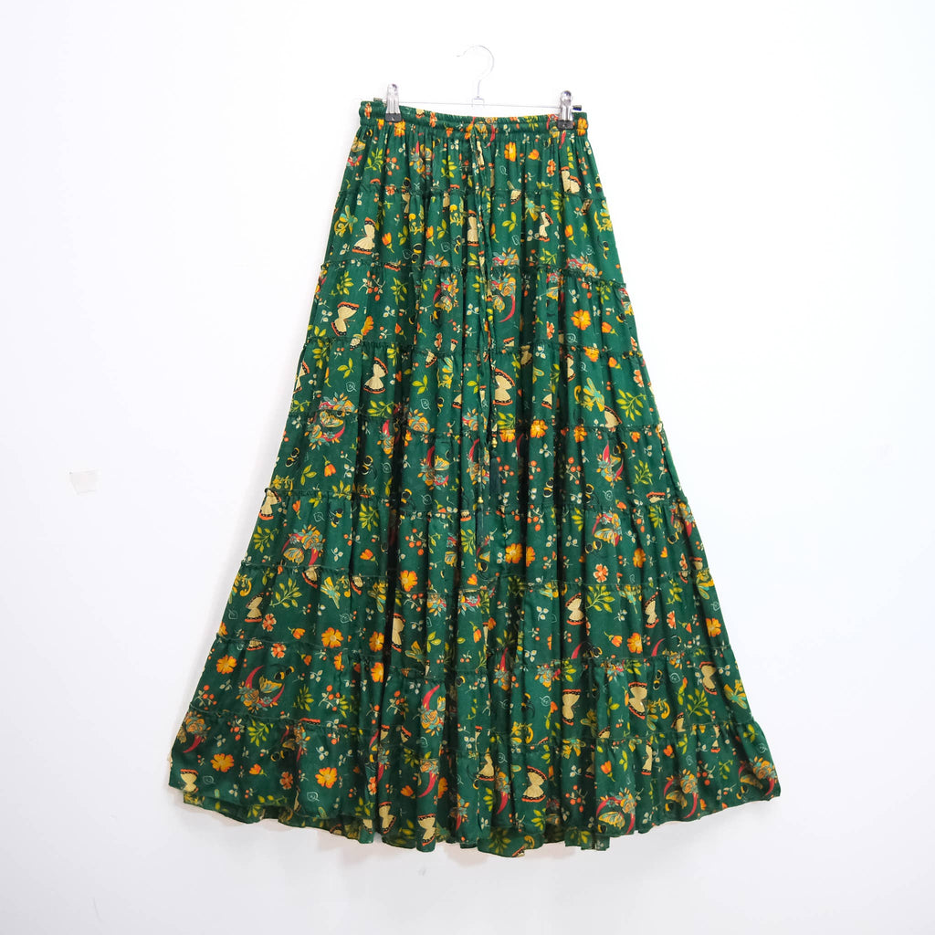 Boho Floral Whimsy  Tiered Maxi Skirt