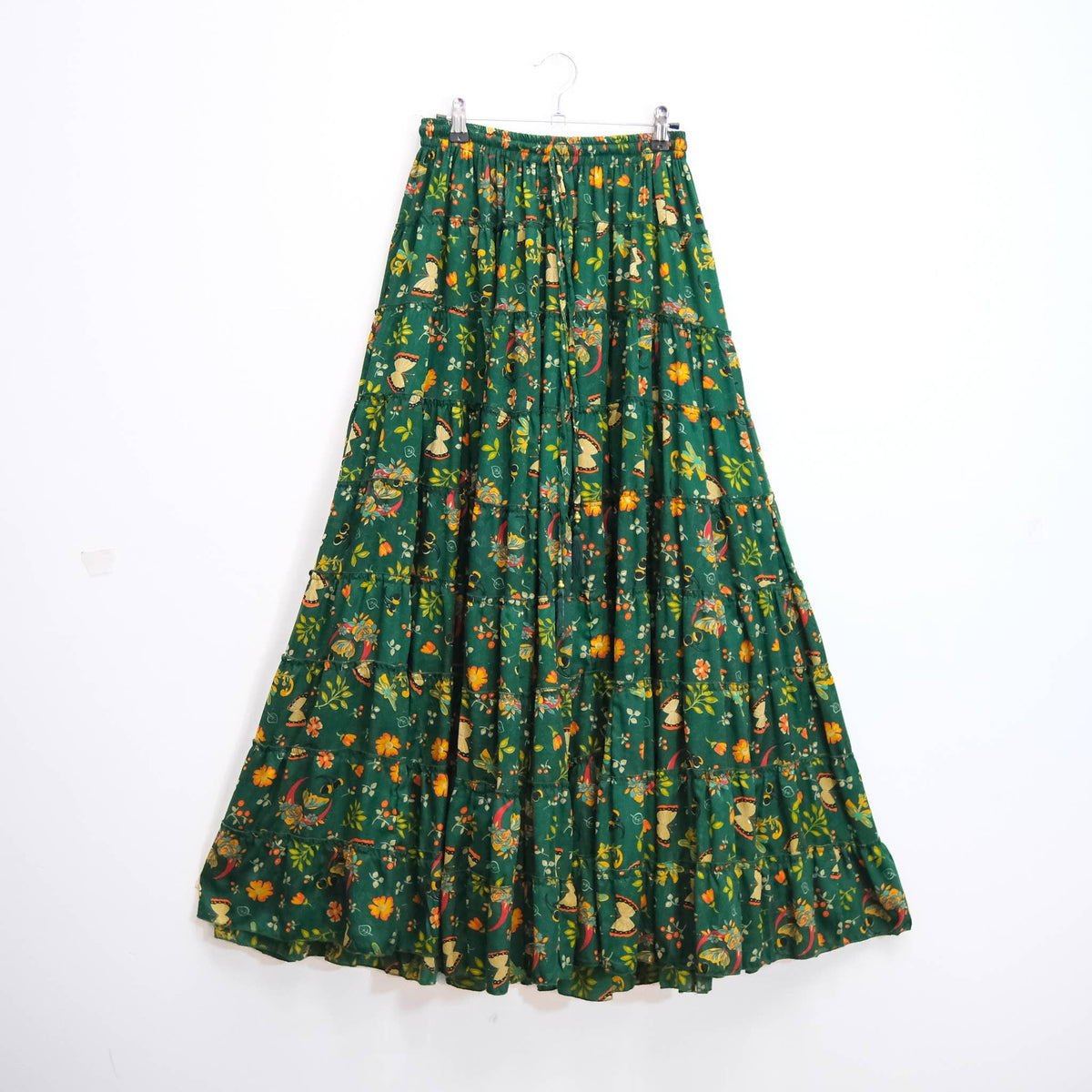 Boho Floral Whimsy  Tiered Maxi Skirt