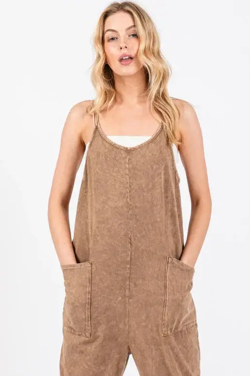 Washed Cami Roll-up Jumpsuit