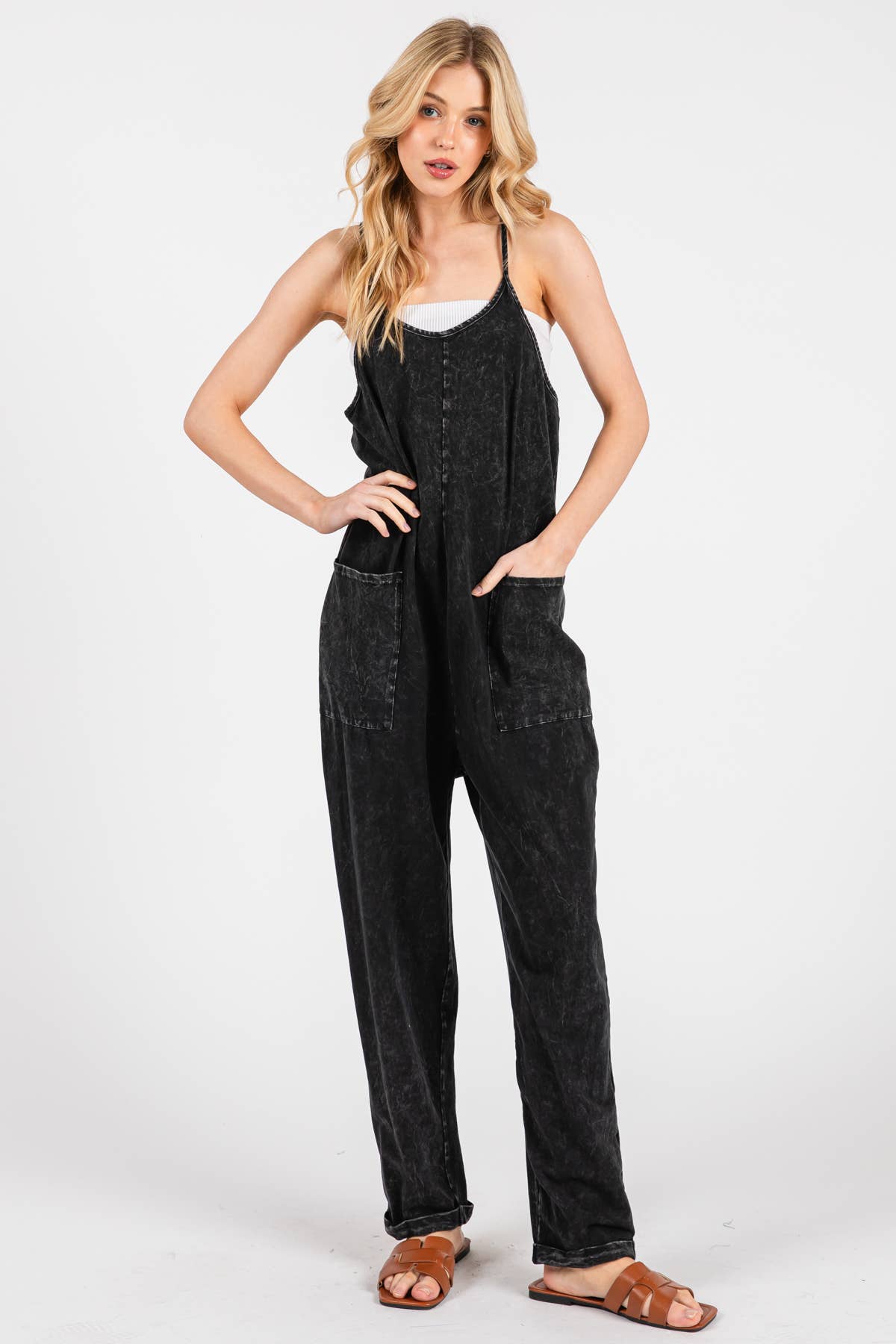 Washed Cami Roll-up Jumpsuit