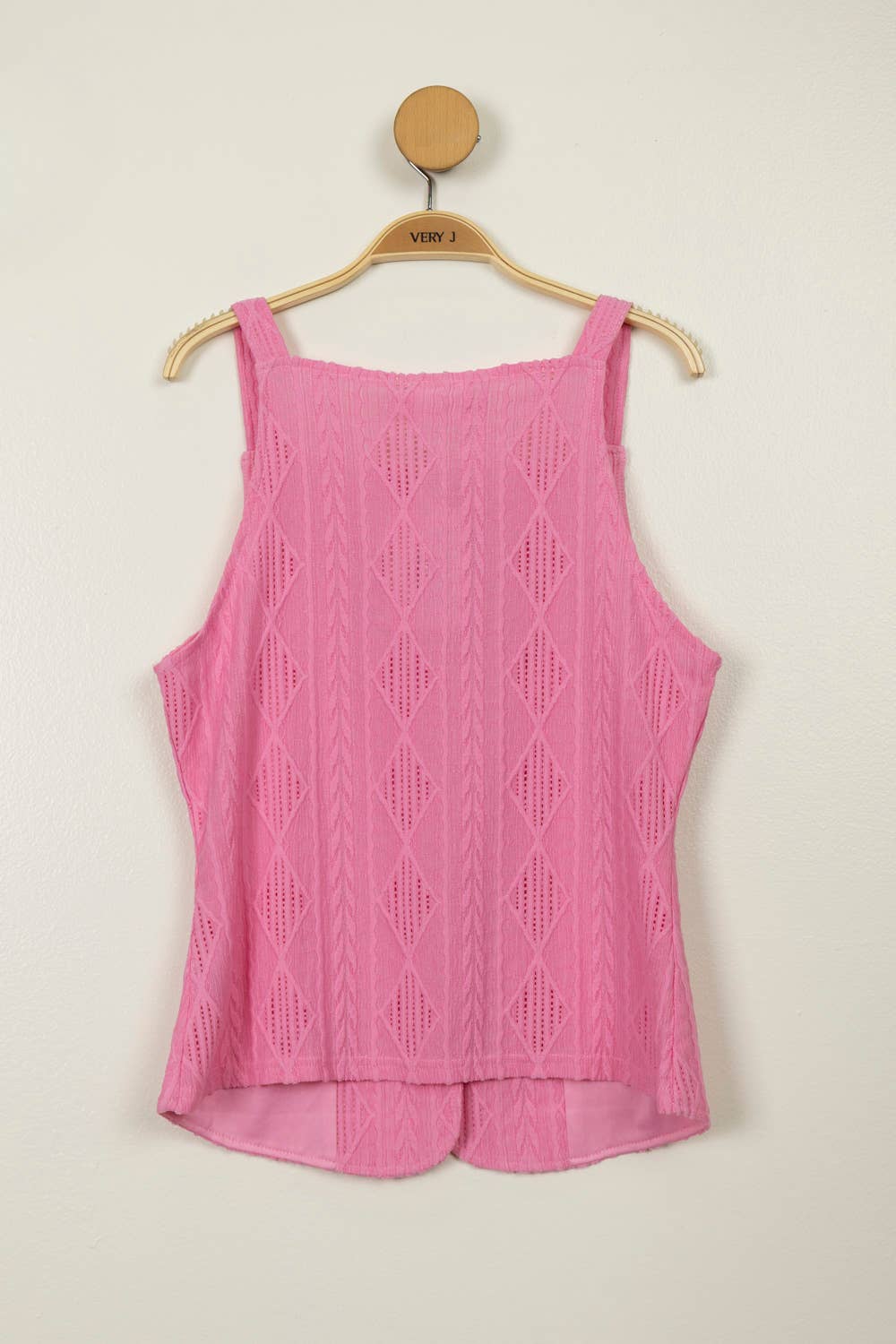 Textured Sleeveless Button Down Top