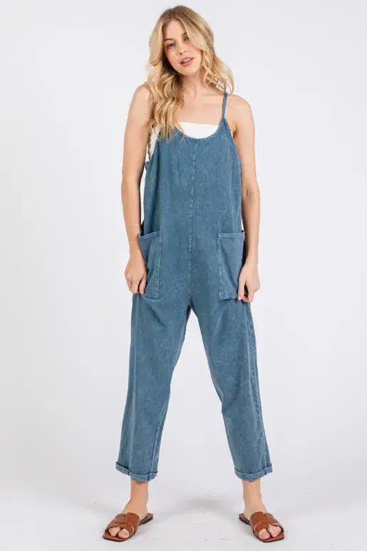 Washed Cami Roll-up Jumpsuit