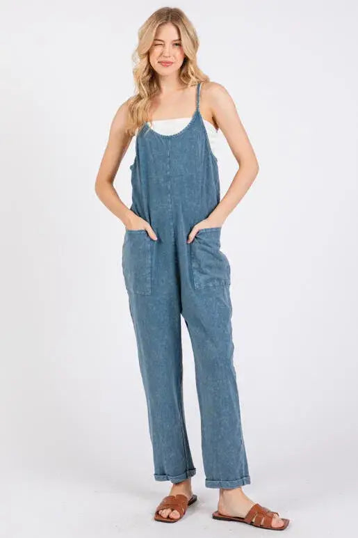 Washed Cami Roll-up Jumpsuit