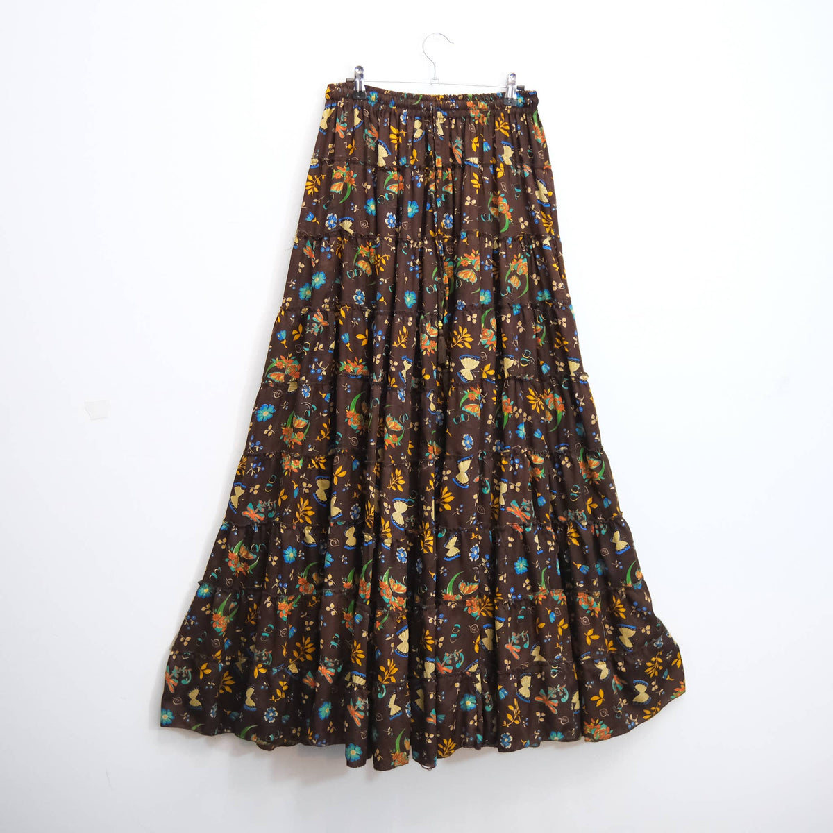Boho Floral Whimsy  Tiered Maxi Skirt