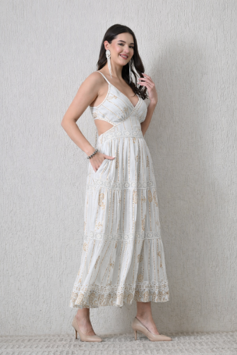 Bohemian Paisley Print Tiered Maxi Dress