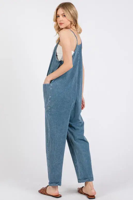 Washed Cami Roll-up Jumpsuit
