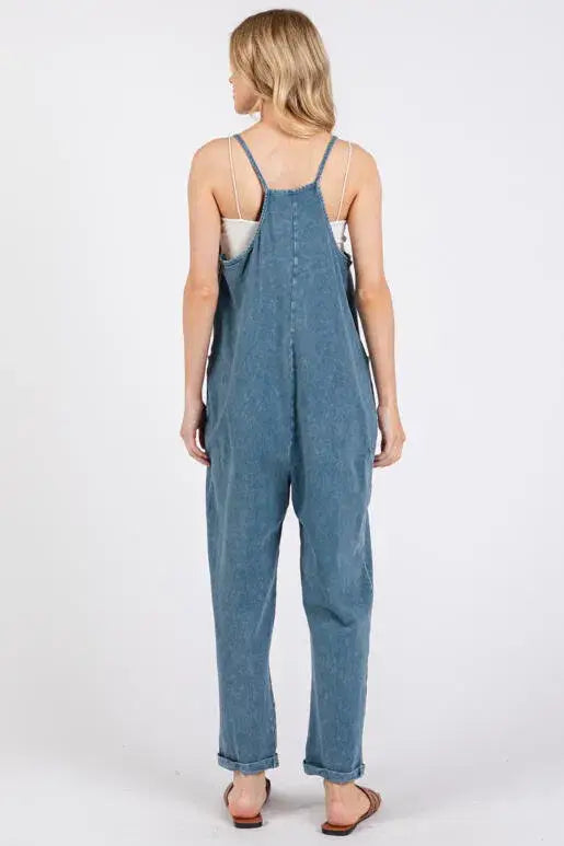 Washed Cami Roll-up Jumpsuit