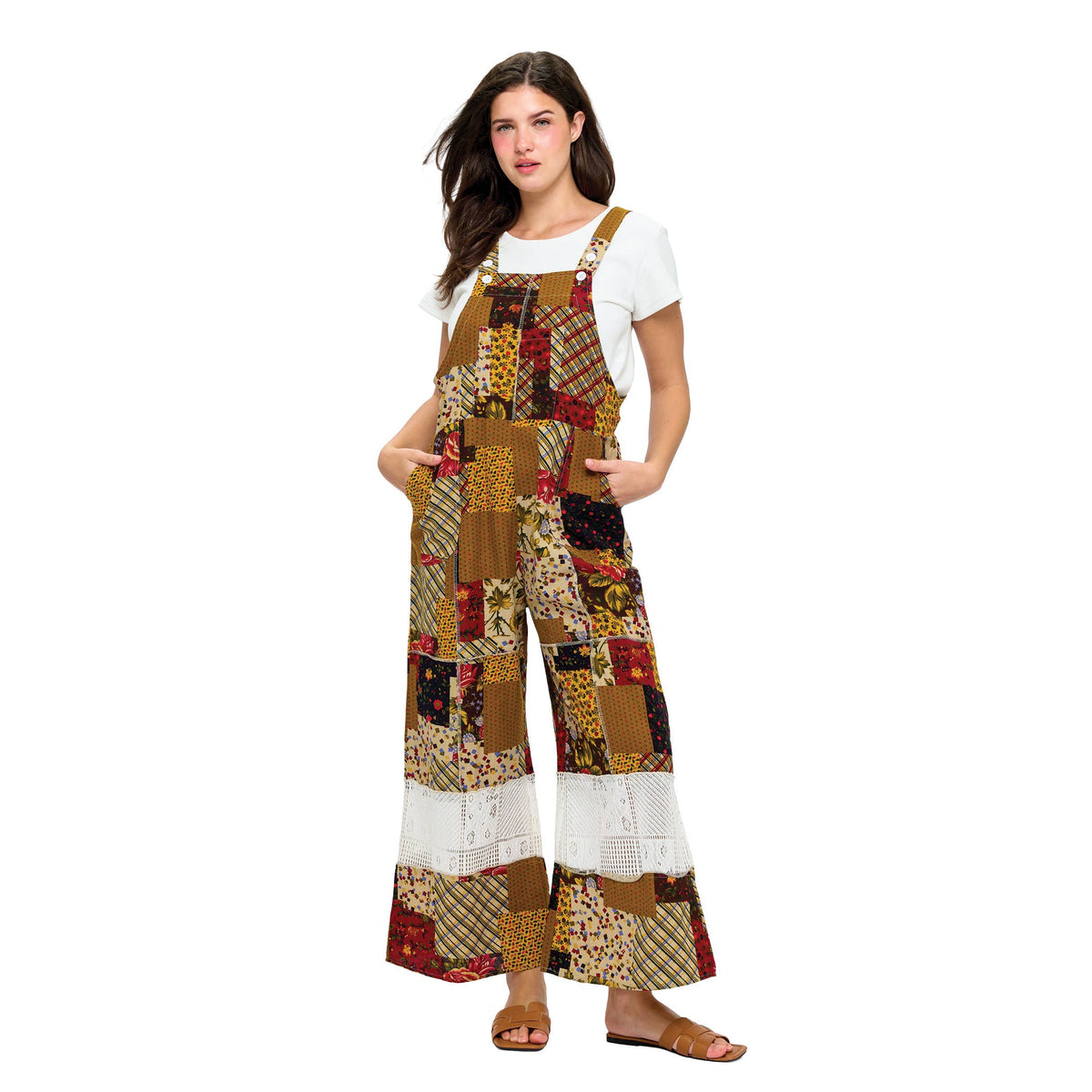 Vintage Look Floral Patchwork Lace Overall