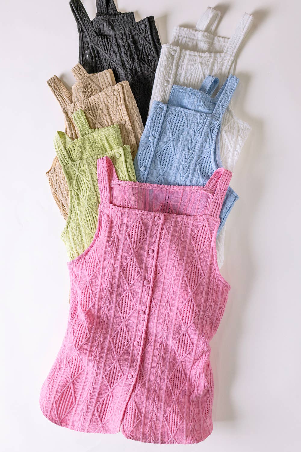Textured Sleeveless Button Down Top